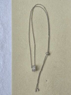 APM Monaco: 925 Silver Baguette Crystal Barrel Adjustable Necklace